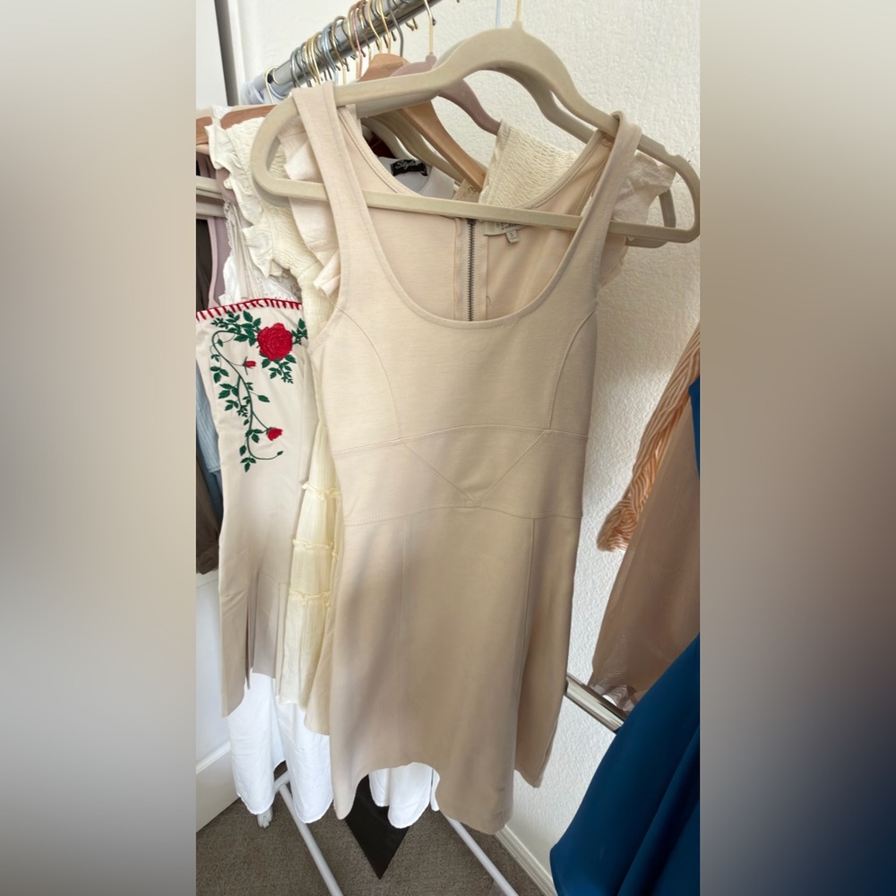 Bershka Cream Sleeveless Scoop Neck Dress